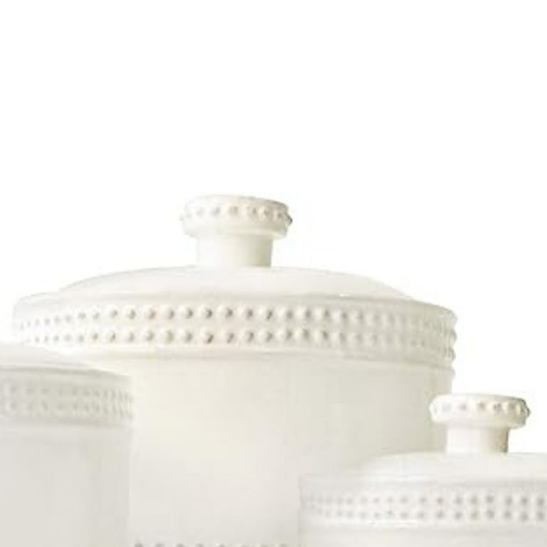 American Atelier, Round, Airtight White Stoneware Kitchen Canister Set of  3, 67oz, 59oz, 51oz 