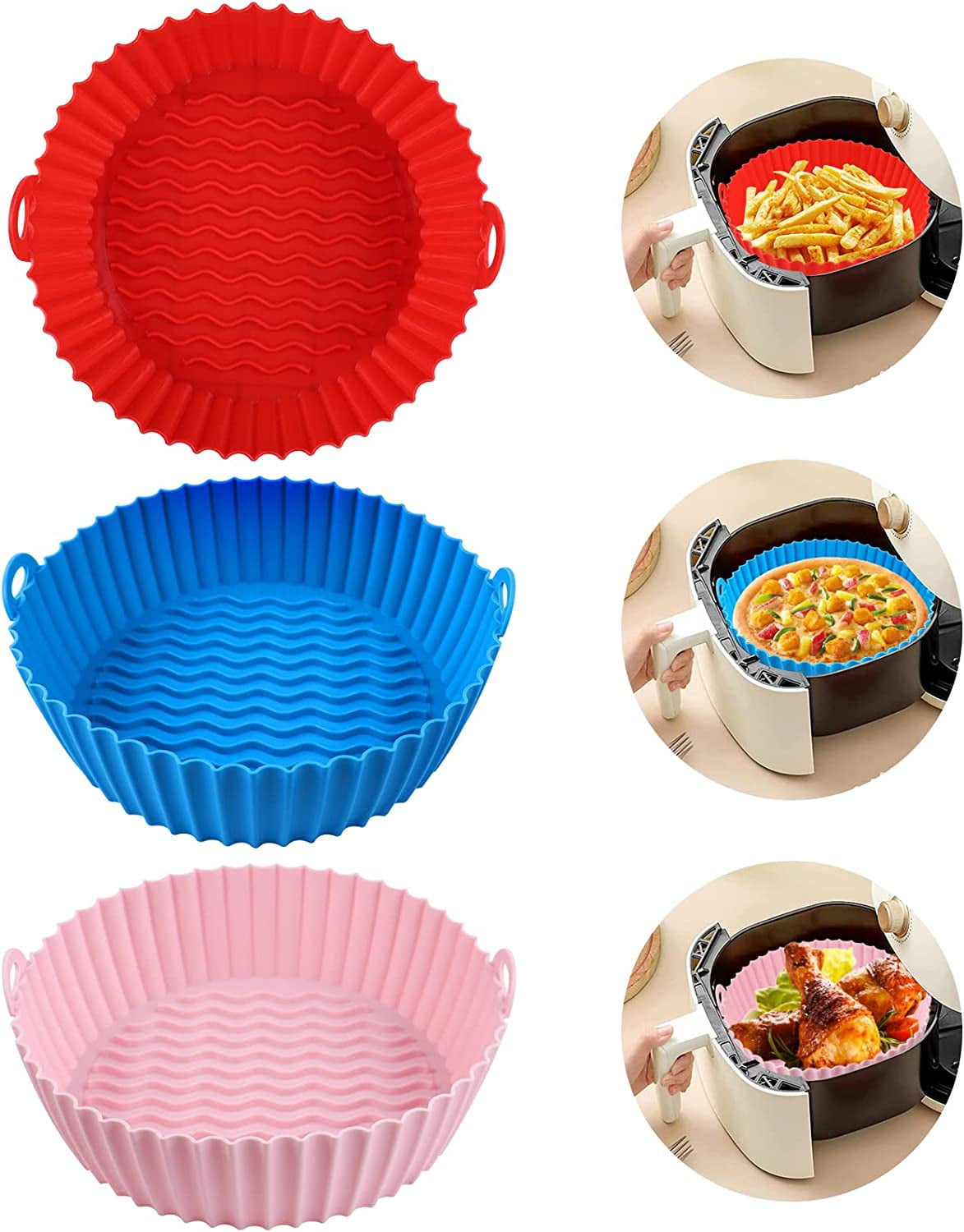 goiealeaes air fryer silicone liners silicone air fryer liners 2pcs 7.5  inch reusable and environmentally friendly