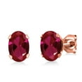 thumbnail image 2 of Gem Stone King 18K Rose Gold Plated Silver Red Created Ruby Bracelet and Earrings Jewelry Set for Women (8.50 Cttw, Gemstone July Birthstone, Oval 7X5MM, Fully Adjustable up to 9 inch), 2 of 4