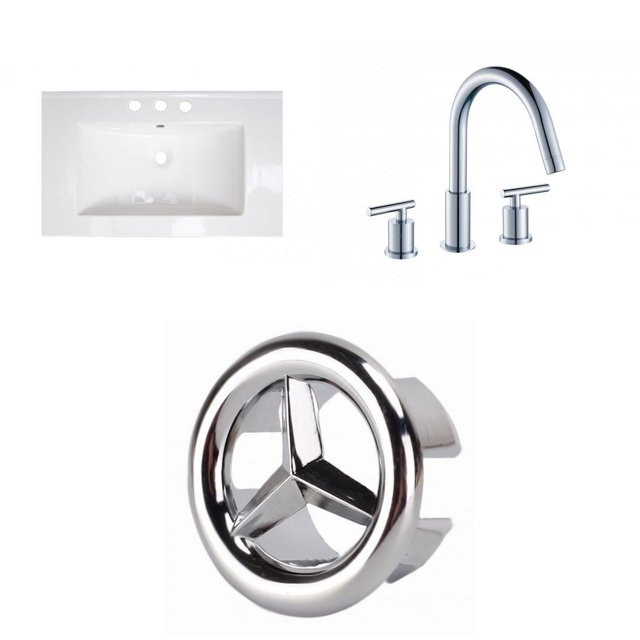 American Imaginations 21.5-in. W 1 Hole Ceramic Top Set In White Color - Overflow Drain Incl. AI-24475