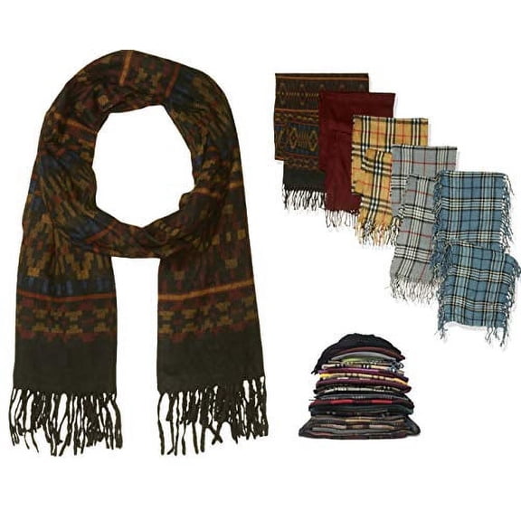 Warm Winter Scarf/Wrap | Unisex Scarves/Fashion Assorted Designs Pack of 5 (5 PACK- ASSORTED FASHION PLAIDS, 55"L X 12"W)