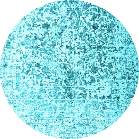 Ahgly Company Indoor Round Abstract Light Blue Contemporary Area Rugs, 5' Round