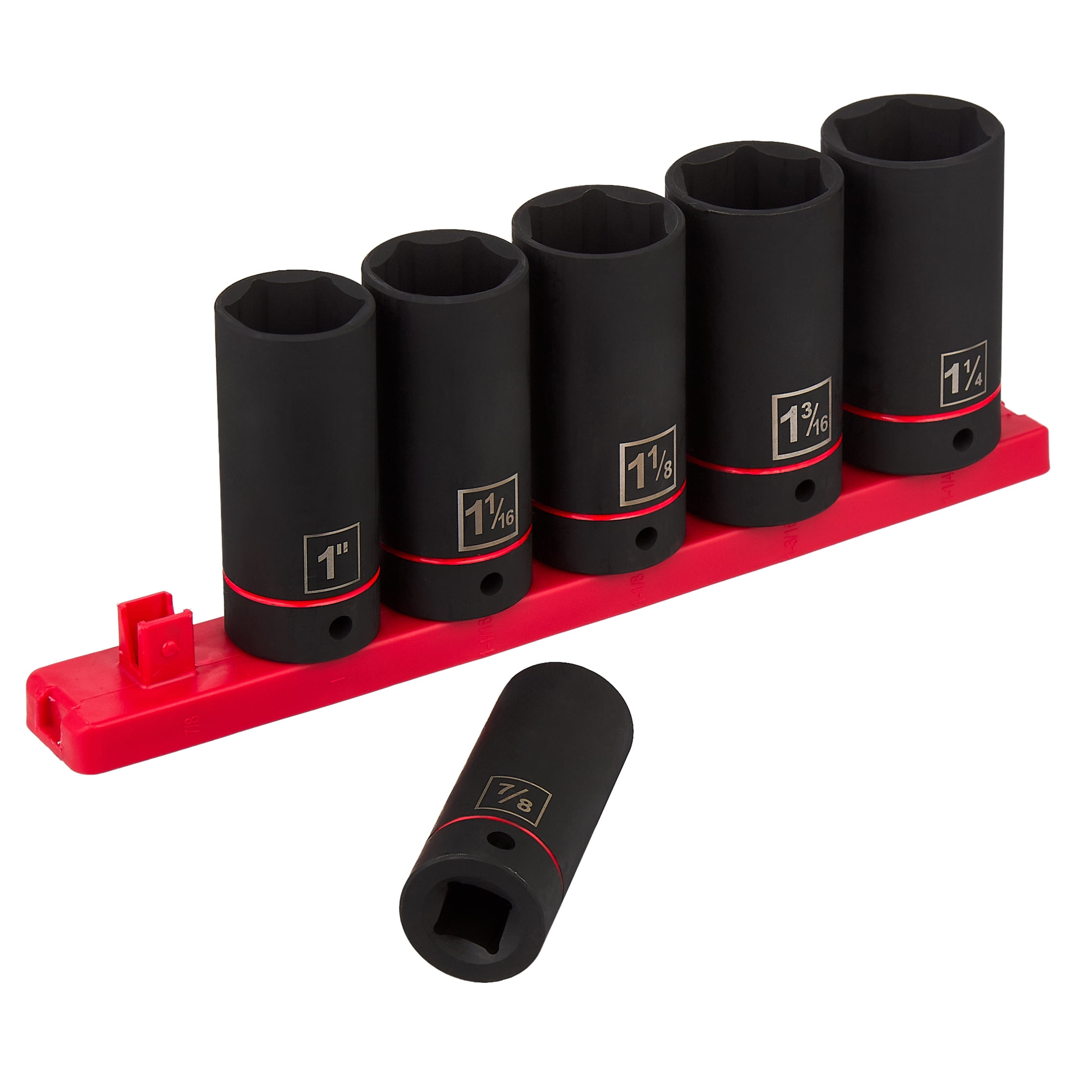 Hyper Tough 1/2-Inch Drive Large Impact Deep Socket Set, SAE, 7 Pieces