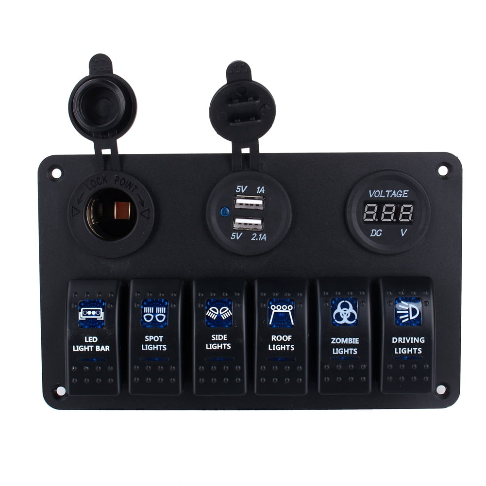 Toggle Switch Panel, On Off Panels 8-30V 6 Gang Sealing For Car