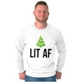 thumbnail image 5 of Festive Holiday Christmas Tree Lit AF Long Sleeve TShirt Men Women Brisco Brands S, 5 of 6
