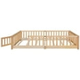 thumbnail image 3 of Miniyam Wood Queen Size Floor Bed with Safety Guardrails for Toddler, Natural, 3 of 7