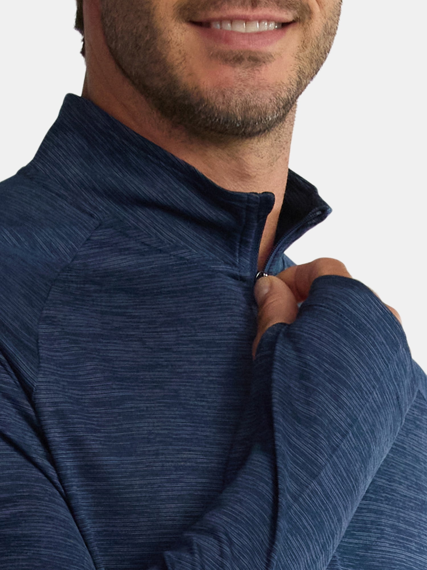 Athletic Works Men's & Big Men's Space Dye Jersey Quarter Zip Long Sleeve Shirt, Sizes S-3XL