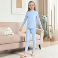 thumbnail image 2 of BLVB Boys Girls Thermal Underwear Soft Thermal Top and Bottom Base Layer for Toddler Kids Fall Winter Clothes, 2 of 5