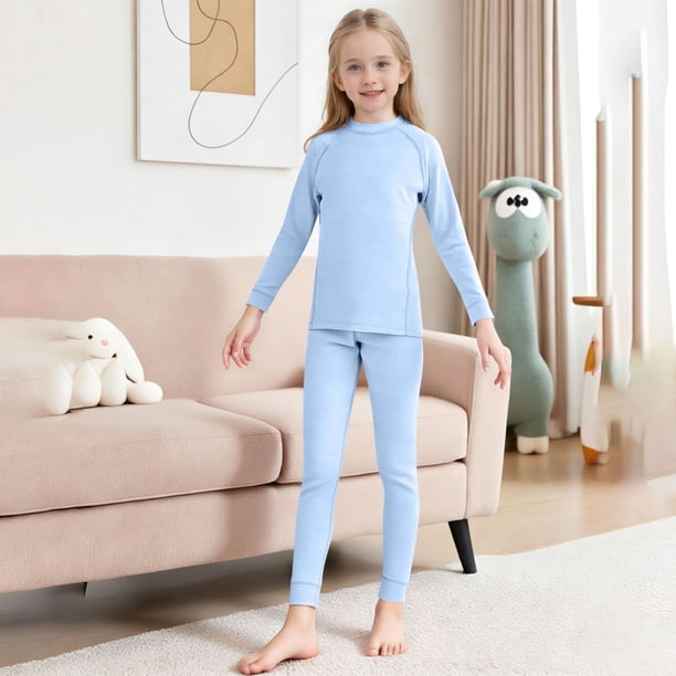 Conjuntos de blusas y camisas de cuello redondo y manga larga Conjunto de ropa interior para niños Ropa interior de franela colorida Ropa de otoño Conjunto de capa base de cuello redondo para niños Co