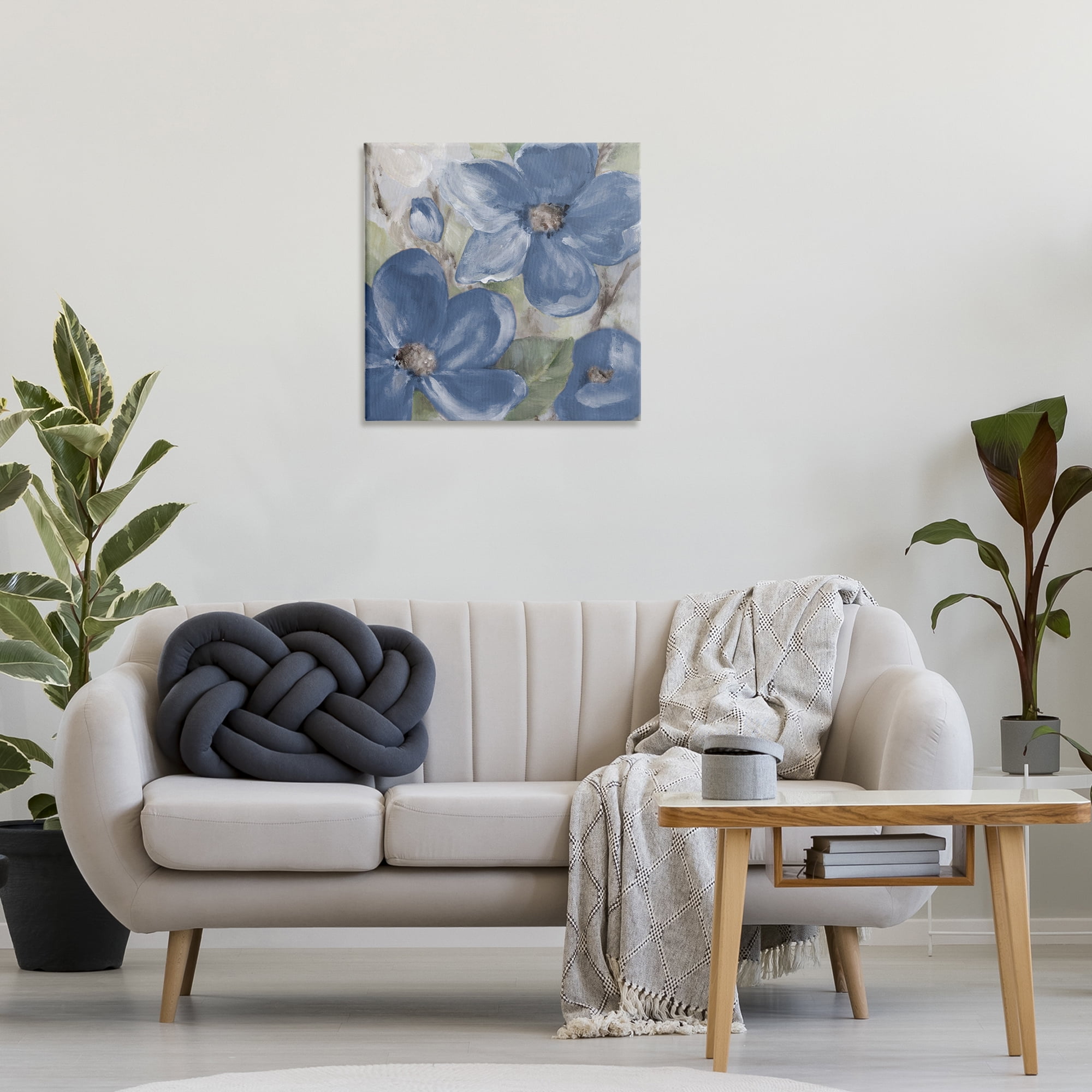 Stupell Industries Silently Blue Bloom Botanical & Floral Painting Gallery Wrapped Canvas Art Print Wall Art, 24 x 24