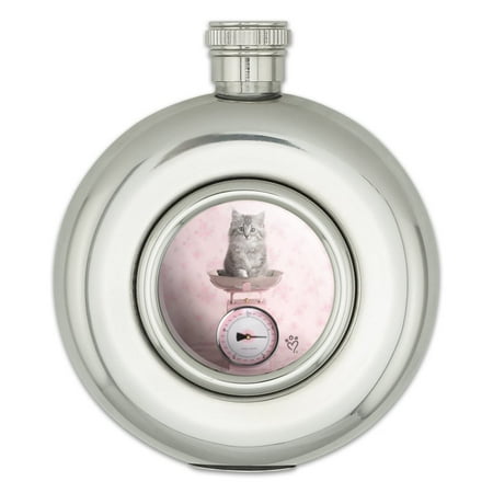 

Siberian Cat Kitten Tipping The Scale Round Stainless Steel 5oz Hip Drink Flask
