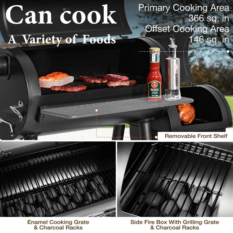 MF Studio 28" Charcoal Grill with Offset Smoker photo 8