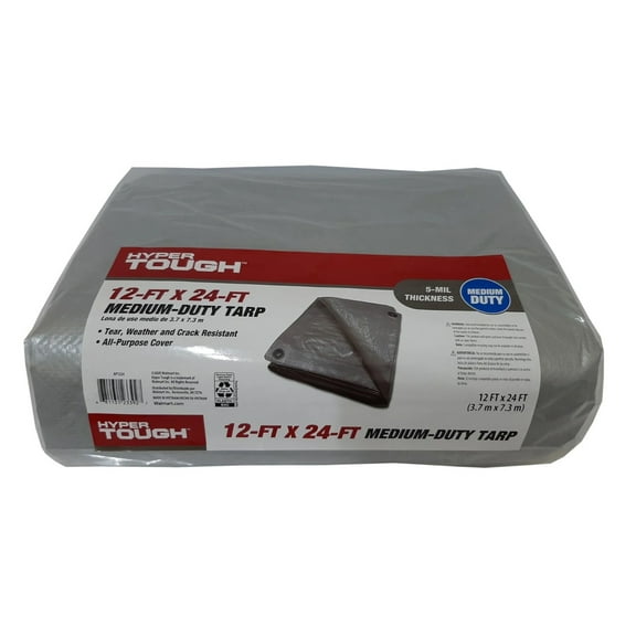 Hyper Tough 12' x 24' Medium Duty Tarp, Gray