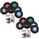 thumbnail image 1 of Juego de 12 posavasos retro para CD posavasos negros bajo cristal, 1 of 4