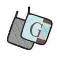 thumbnail image 2 of Letter G Initial Monogram - Blue Stripes Pair of Pot Holders, 2 of 2