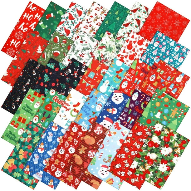 100 cuadros de tela de algodón navideños de Irenare, 20 x 20 cm