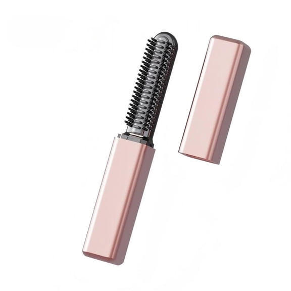 ORAKNIE Cordless Hair Straightener Brush, 30s Fast Heat Up to 356°F, Rechargeable Portable Straightening Comb for Curling & Volumizing, Wireless Travel Hair Styler with 15Min Battery, Rose Gold