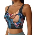 thumbnail image 2 of Fotbe Blue Dinosaur Sujetador Deportivo Largo sin Aros para Mujer con Almohadillas y Soporte Medio, Transpirable y Absorbente, Camiseta Tipo Chaleco o Tank Top-Small, 2 of 8