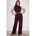 thumbnail image 3 of KOH KOH Long Pants Jumpsuit Formal One Piece Cocktail Evening Fall Dressy Pantsuit Romper Workwear Casual Outfit Tall Sleeveless Playsuit For Women Maroon Wine Red Large US 12-14 NT202, 3 of 6