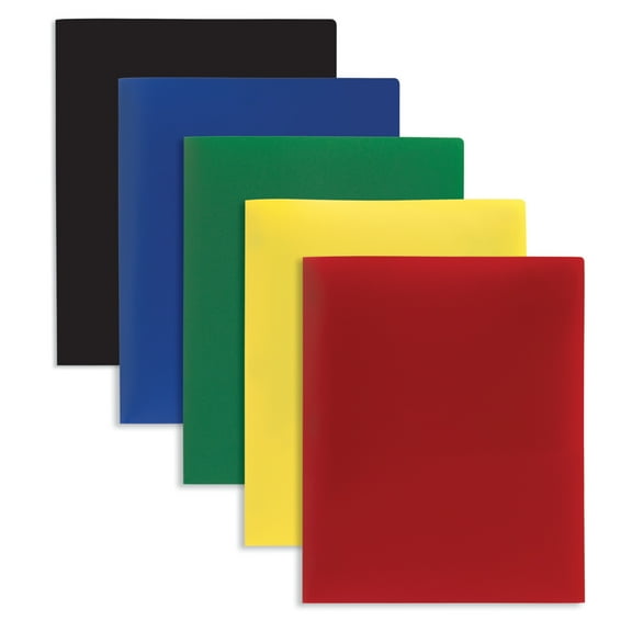 Office Depot® Brand Poly 2-Pocket Portfolios, 8 1/2" x 11", Assorted Colors, Pack Of 10