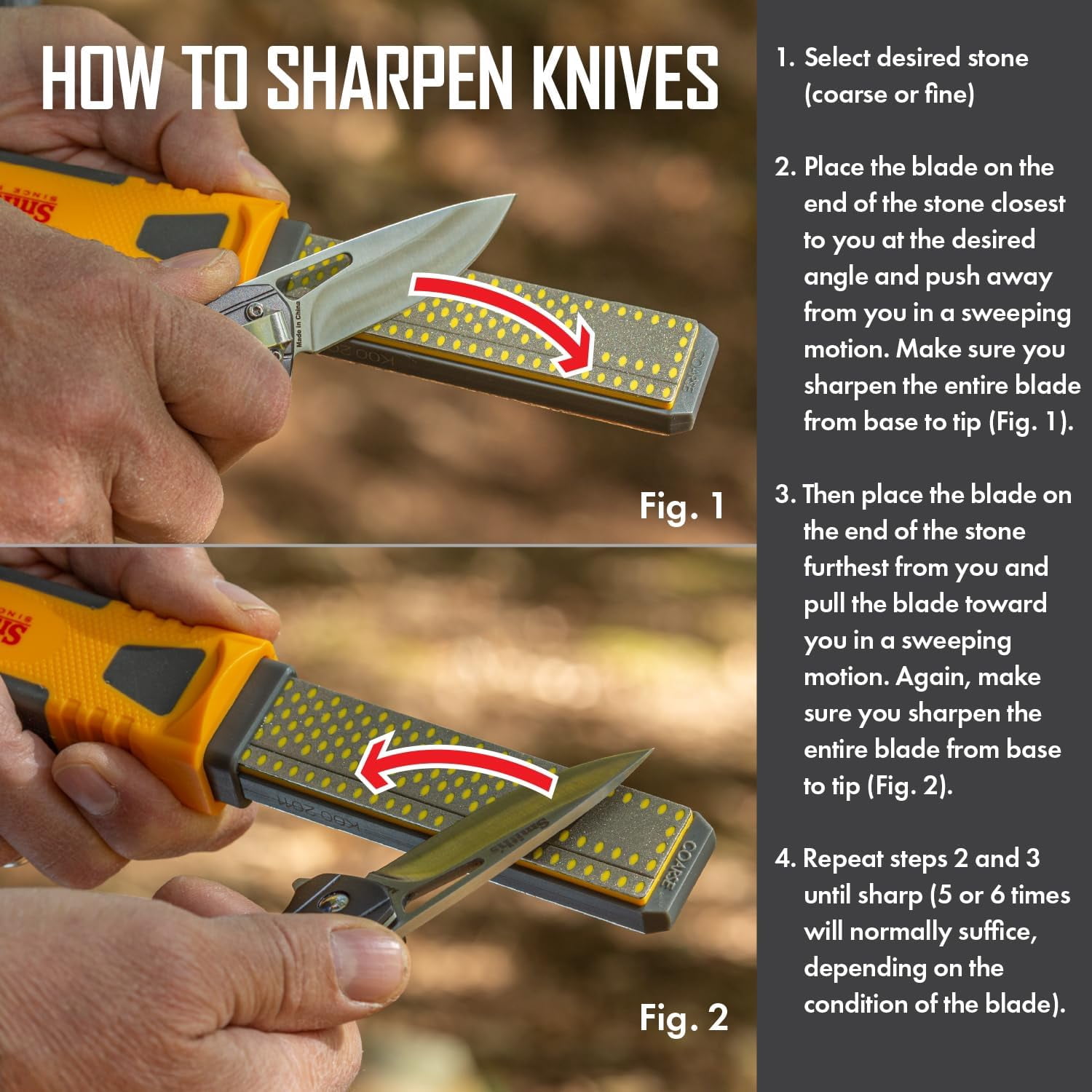 DCS4 4” Diamond Combination Sharpener - Double Sided Stone - Outdoor Field Knife Sharpener - Fish Hook & Pointed Tools Micro Sharpener - Lightweight, Compact, Handheld
