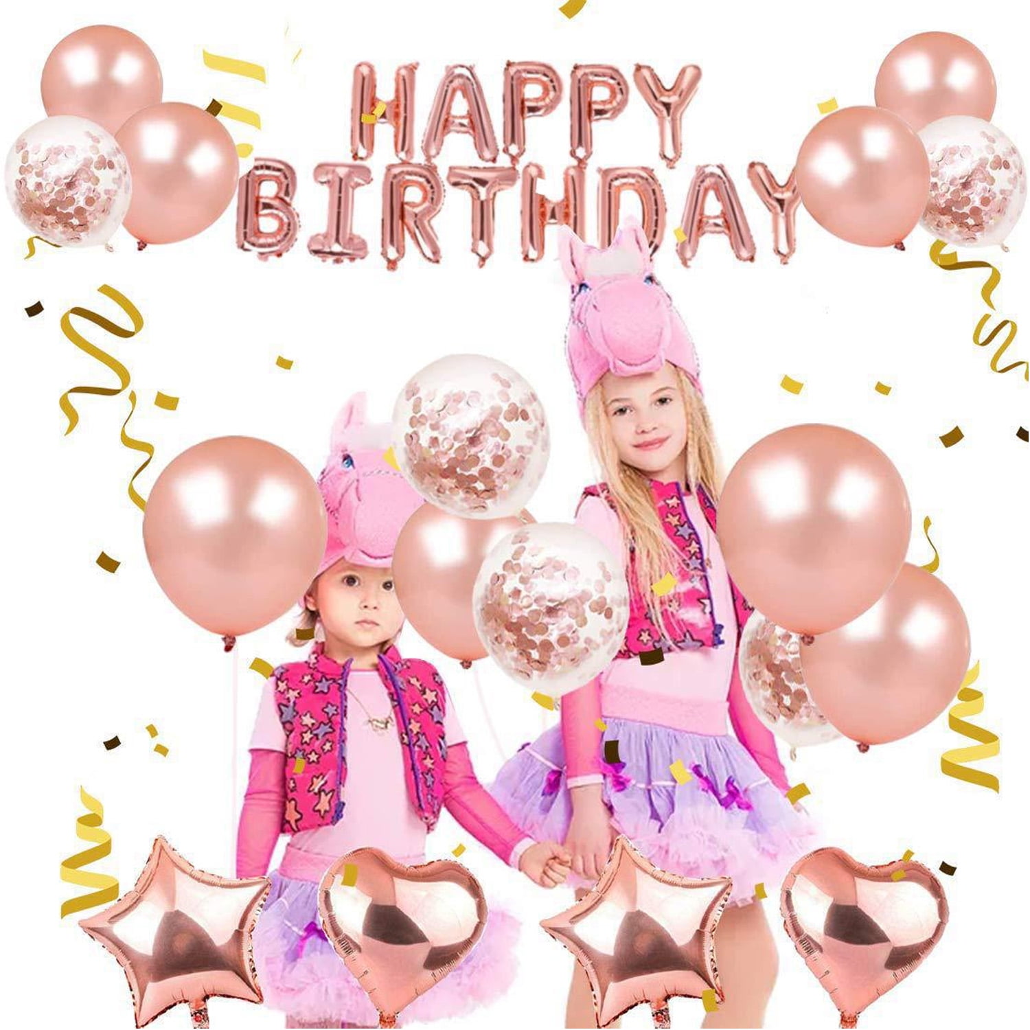 SOWEREAP Rose Gold Party Decoration Kit, 16-inch Balloon, Latex, Birthday