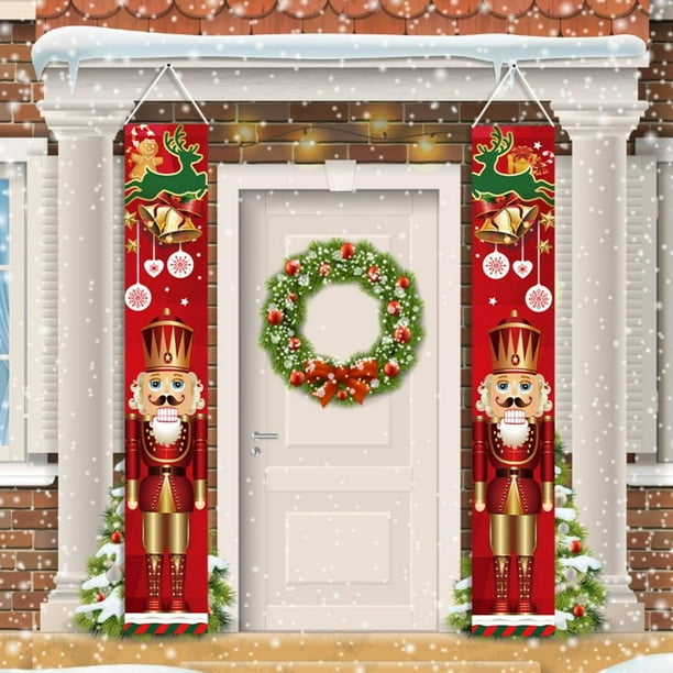 Keimprove 70.86*11.81Inch Nutcracker Lifesize Soldier Banner Indoor Outdoor Nutcracker Christmas Decor Merry Christmas Door Decor Happy New Year 2022 Navidad - Walmart.com