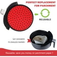 thumbnail image 2 of 2 Pack Doublures Réutilisables pour Friteuse à Air Chaud, Panier Perforé Rond de 9 Pouces Tapis en Silicone, Accessoires Antiadhésifs pour Friteuses à Air de 5.3 QT et Plus/four/autocuiseur, 2 of 4
