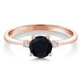 thumbnail image 3 of Gem Stone King 10K Rose Gold Black Onyx and White Created Sapphire Solitaire Engagement Ring for Women (0.83 Cttw, Round 6MM, Gemstone December Birthstone, Size 9), 3 of 6