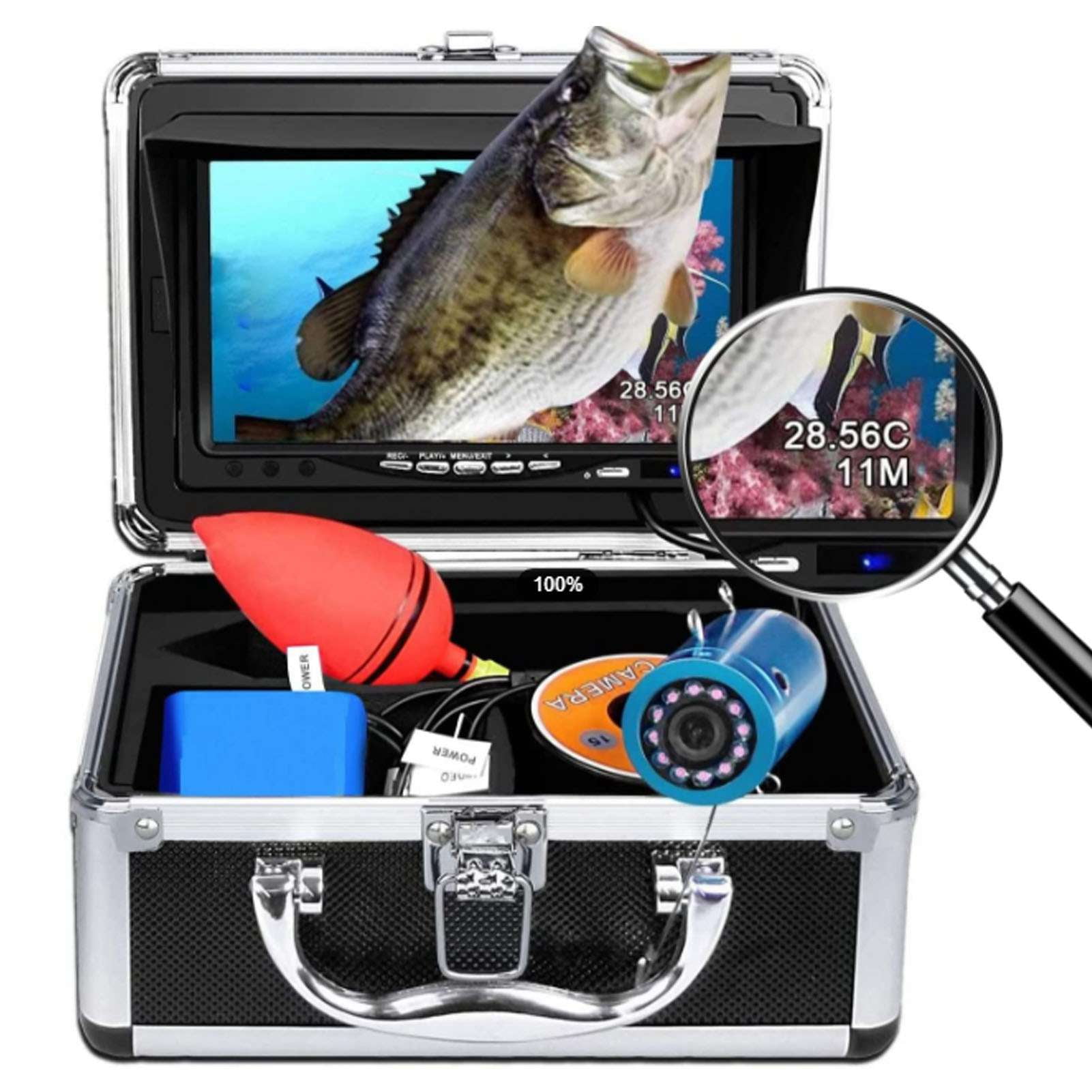 TMISHION Caméra de pêche Sondeur LCD 5 Pouces, Détecteur de Poissons