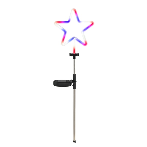 Outdoor Solar-Powered LED Neon Star Pathway Light, Red/Cool White/Blue, 24", Patriotic by Way To Celebrate