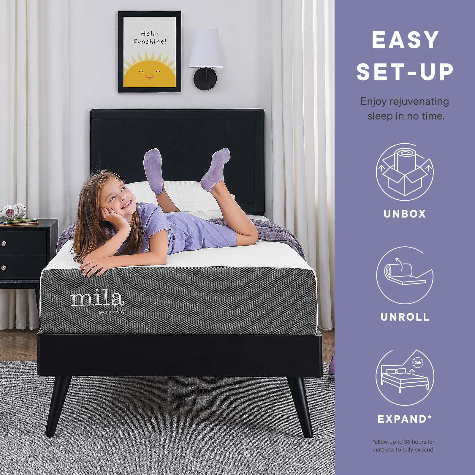 Modway Mila 6" Modern Style Memory Foam Twin Mattress in White (Set of 2)