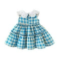thumbnail image 4 of 6 Months-4 Years Girls Princess Dress Rose Flower Bow Tie Party Dresses Tulle Wedding Dresses Bridesmaid Christening Elegant Formal Dress for Girls Blue 12-18 Months, 4 of 7