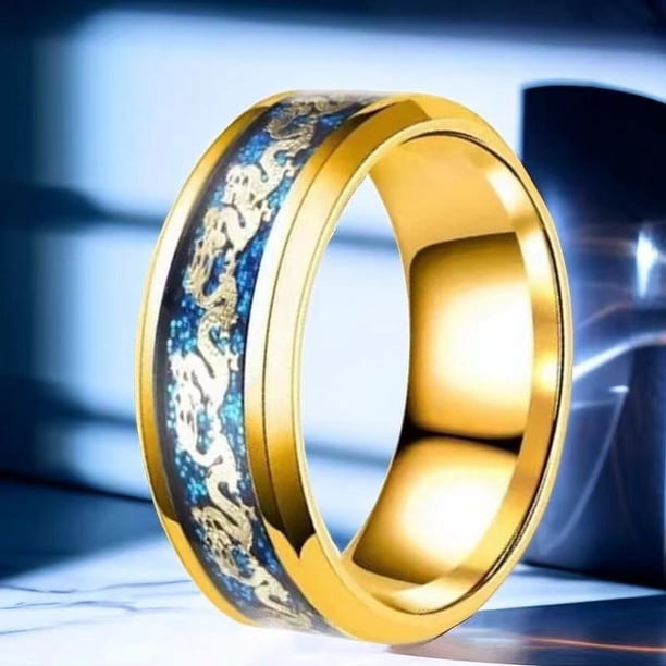 Anillo de acero de titanio para hombre, anillo de alta gama que no se decolora, joyería de acero inoxidable con dragón chino