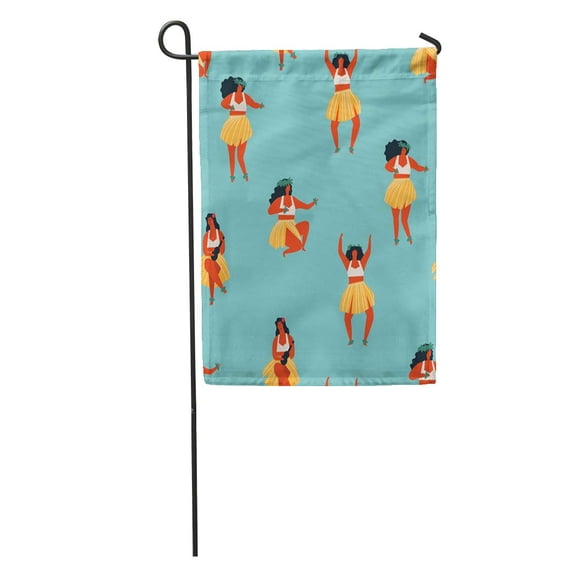 LADDKE Pattern Hawaii Dance Girls Playing Ukulele and Dancing Hula Aloha Garden Flag Decorative Flag House Banner 12x18 inch