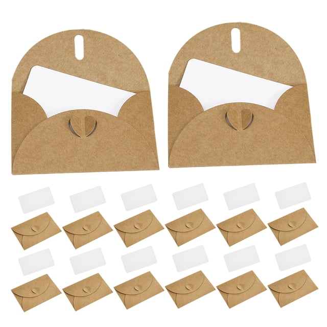 Mobutofu 50Sets Small Kraft Envelopes with Heart Clasp Perfect for Thank You Cards and Invitations