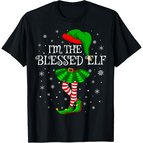 Blessed Elf Christmas Matching Family Women Girls Elf T-Shirt