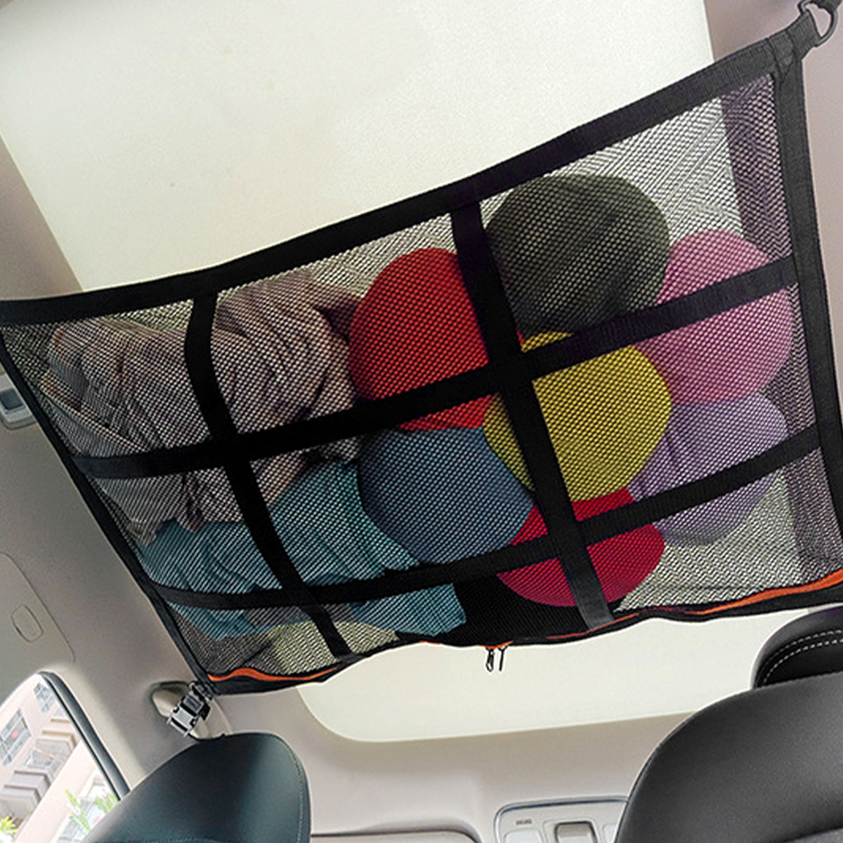 LUNO Ceiling Cargo Net Car Roof Storage W/Multiple Pockets