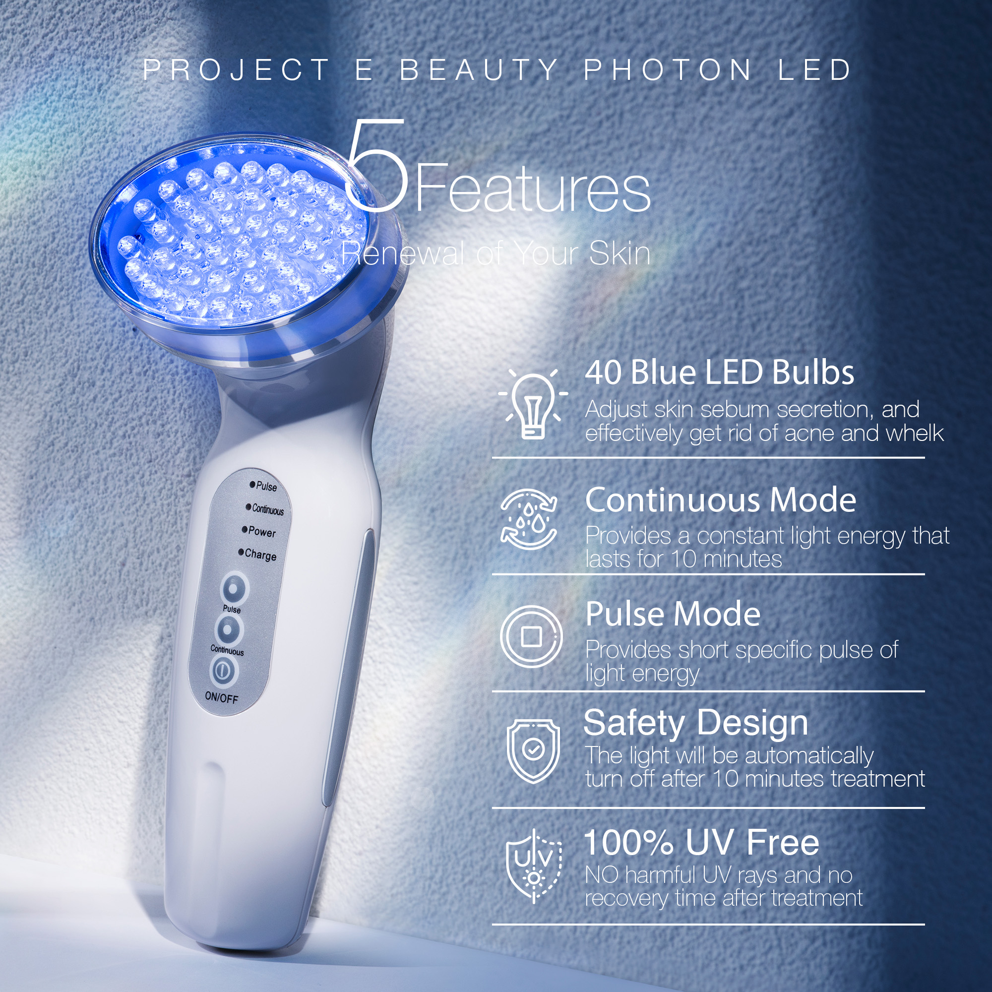 Project E Beauty Blue LED+ | Acne Light Therapy | Spots Removal | Minimize Pores | for Oily Skin - image 4 of 9