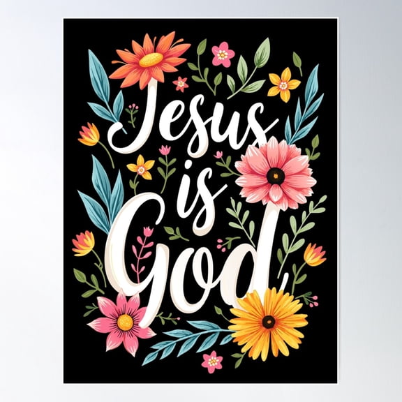 Jesus Is God Christian Quote Floral Poster Wall Art, Modern Wall Decor For Living Room Bedroom, 8x12 UNFRAMED