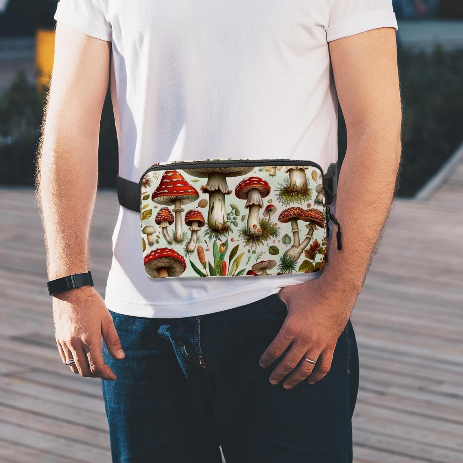 Mushrooms Crossbody Bag Running Belt Belt Bag Lightweight Adjustable with Extension Strap Unisex