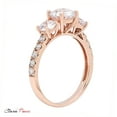 thumbnail image 3 of 2.02 ct Round Cut Genuine Cultured Diamond VS1-VS2 J-K 18K Rose Gold Three-Stone Promise Wedding Statement Engagement Designer Ring W/ Crystal side stones size 5.5, 3 of 7
