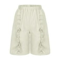 thumbnail image 4 of Juslio Womens Shorts Ruffle Pockets Loose Comfy Cotton Linen Solid Casual Ladies Shorts, 4 of 6