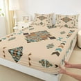 thumbnail image 3 of Feelyou Retro Western Aztec Bed Sheets, Hippie Wheat Triangle King Sheets, 4-Piece, 3 of 7