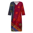 thumbnail image 5 of TJAZFJPA Robes Femmes Formelles Fête Femmes Coton Lin Petit Col en V Rétro Manches Trois Quarts Robe Robe avec Manches Aguichant Robes Noires pour Femmes, 5 of 5