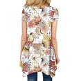 thumbnail image 3 of USSUMA Plus Womens Tops Dressy Casual Crew Neck Short Sleeve Women's Shirts and Blouses Floral Print T-Shirts for Women Trendy Long Flowy Irregular Hem Tunic Top Summer Beach, 3 of 4