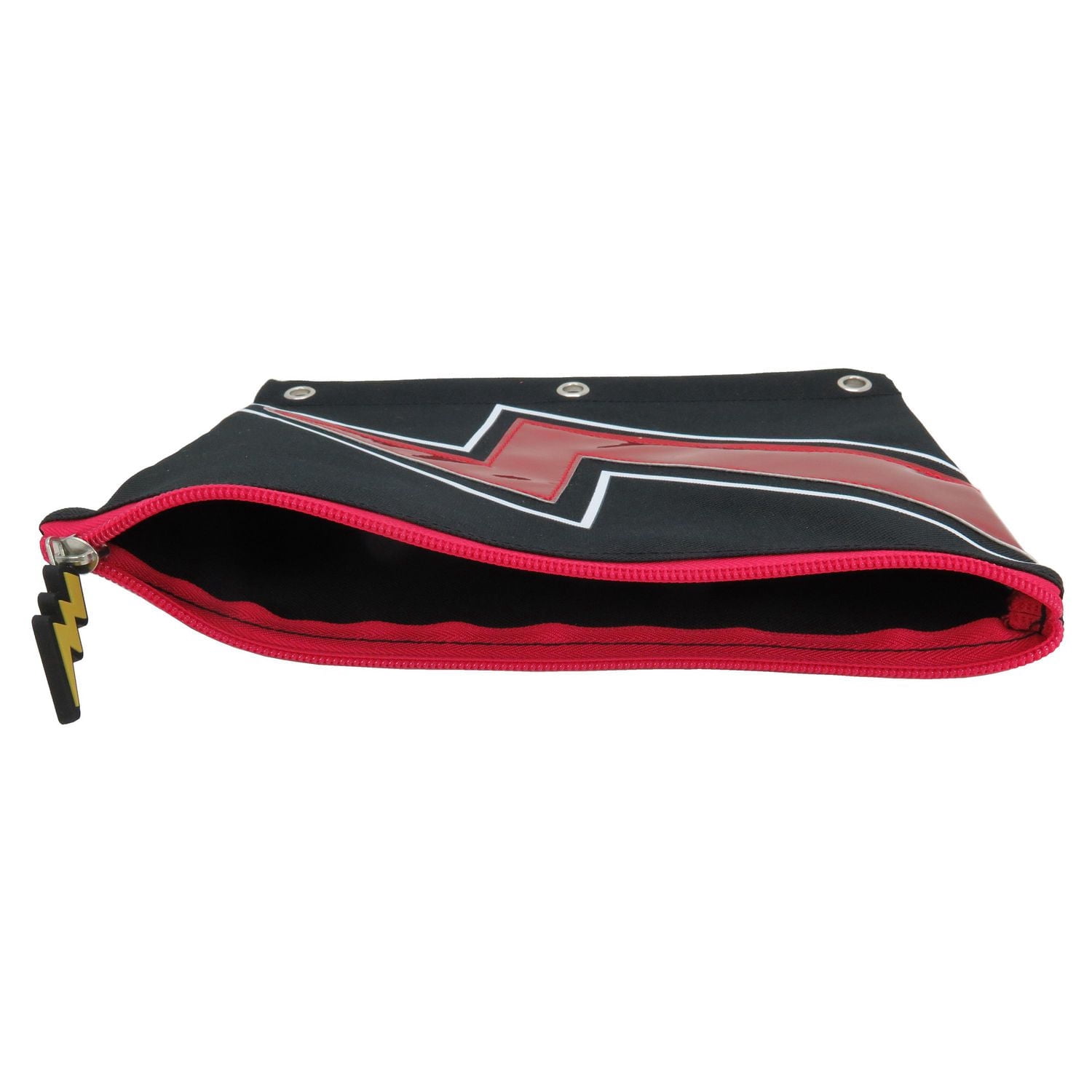 Pen + Gear Pochette à fermeture éclair en polyester avec motif éclair, noir/rouge, 7,75 po x 9,75 po.