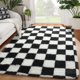 thumbnail image 1 of Alfombra KICMOR en blanco y negro, mullida y suave, 120 x 180 cm, 1 of 7