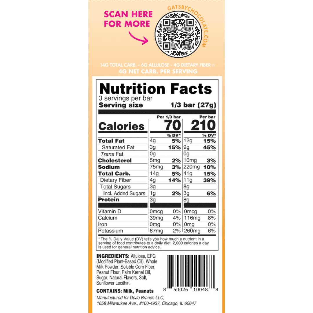 (2 pack) Gatsby Chocolate Peanut Butter Madness Bar, Guilt-Free Low Sugar, 2.8 oz