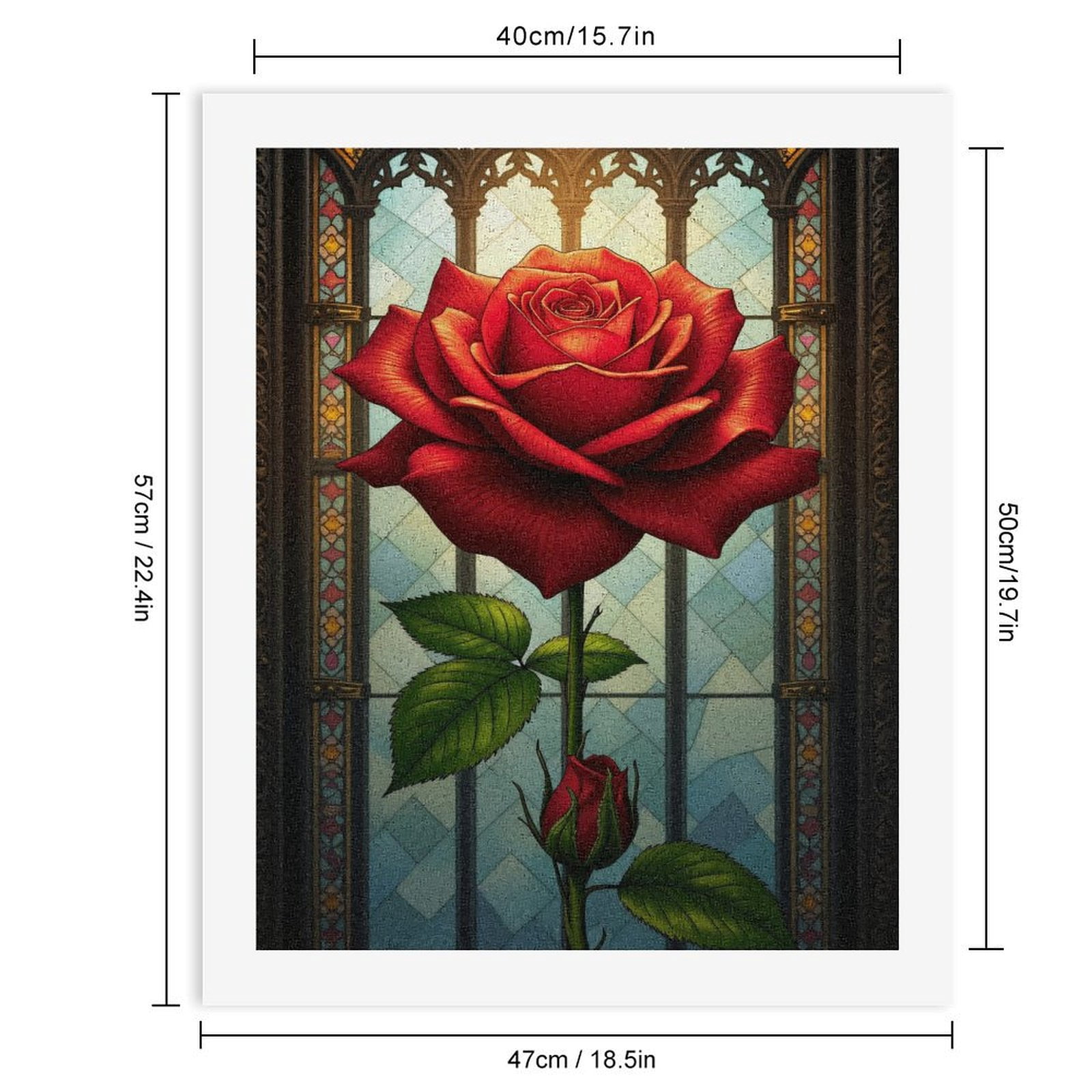 Paint By Numbers Kit for Adults Beginner - DIY Stained Glass Red Rose Art Canvas Painting Kits for Adults, Frameless Paint By Number for Adults for Home Wall Decor 16x20 Inch